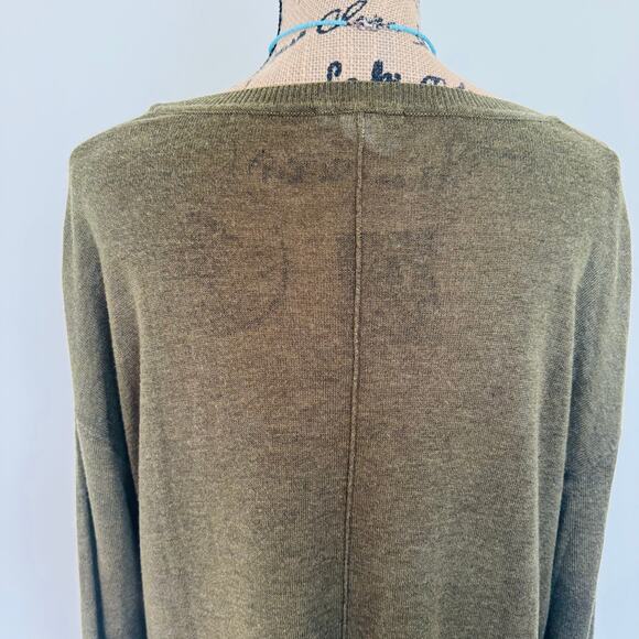 H&M Women Army Olive Green Crewneck Pullover Flowy Long Sleeve Tunic Top Medium - Picture 4 of 7